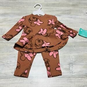 NWT Minnie Mouse Soft Ribbed Long Sleeve Outfit 3/6 months